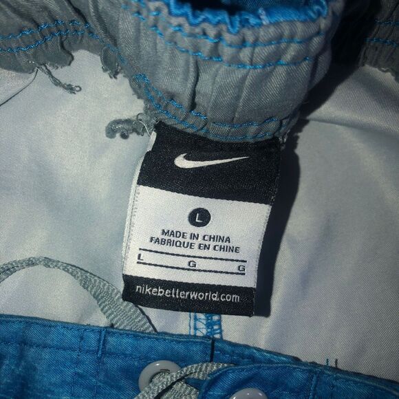 Nike Board Shorts Men's Large Blue Swin Trunks Gray Mesh Polyester EUC - Picture 5 of 6